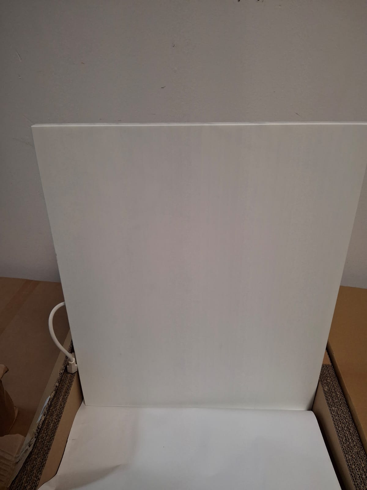 marmony® EINZELSTÜCK - WEIß LACKIERT 500W Marmor Infrarotheizung in Carrara-Optik mit Thermostat MTC-40